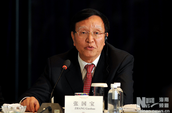2013年4月6日，“页岩气革命：改变供需格局的新力量”分论坛在博鳌亚洲论坛国际会议中心举行，中国国家能源委员会专家咨询委员会主任张国宝在论坛上发言。摄影： 新华社记者  郭程 